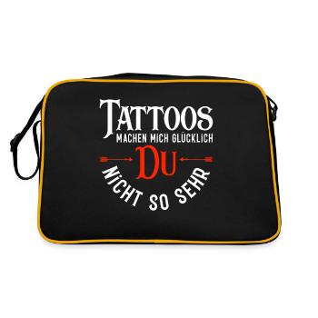 Tattoo Mann Frau Tätowiert - Retro Tasche - Schwarz/Gold - Hinten