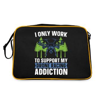 Drone Racing I Only Work To Support Racing Machine - Retro Bag - black/gold - Back