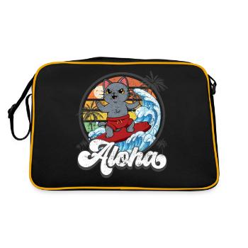 Aloha Hawaiian Hawaiian Surfer Surfing - Sac Retro - noir/or - Dos