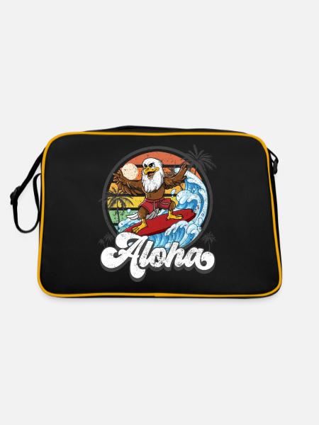 Aloha Hawaiian Hawaiian Surfer Surfing - Retro Bag - black/gold - Back