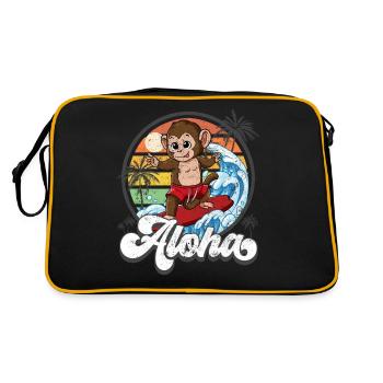 Aloha Hawaiianischer Hawaii Surfer Surfen - Retro Tasche - Schwarz/Gold - Hinten