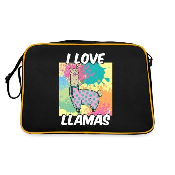 J’aime les lamas llama animal lama dictons - Sac Retro - noir/or - Dos