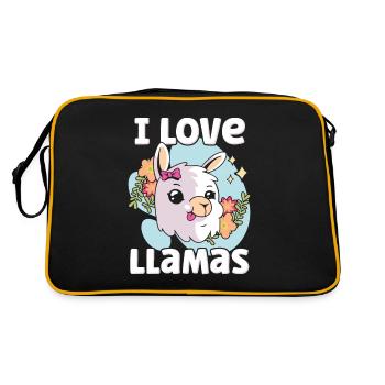 J’aime les lamas llama animal lama dictons - Sac Retro - noir/or - Dos