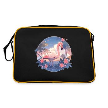Rosa Flamingo Flamingos Flamingo Urlaub Palmen - Retro Tasche - Schwarz/Gold - Hinten