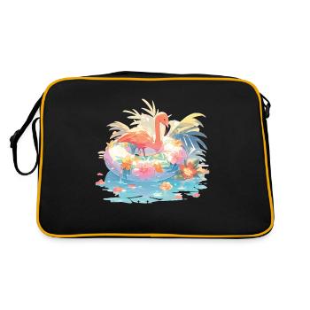 Rose Flamingo Flamingos Flamingo Schimmreif - Retro Bag - black/gold - Back