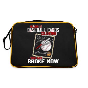 "Willkommen Bei Baseball Cards Collection" - Retro Tasche - Schwarz/Gold - Hinten