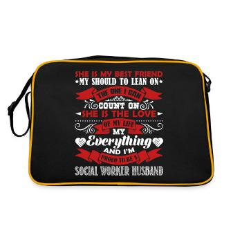 Social Worker Proud Social Worker Husband - Retro Bag - black/gold - Back