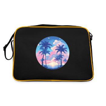 Palm trees Palm trees sunset palm trees beach - Retro Bag - black/gold - Back