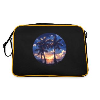 Palm tree palm tree palm tree sunset palm beach - Retro Bag - black/gold - Back