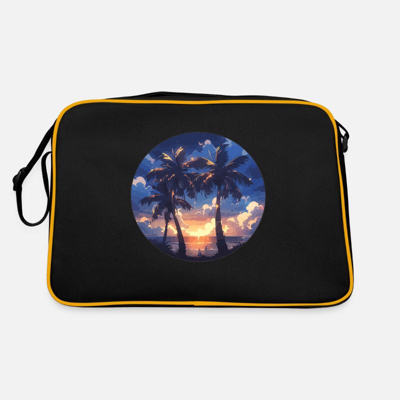 Palmier palmier palmier coucher de soleil palmier plage Sac Retro