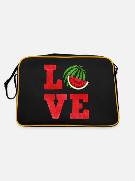 Wassermelone - Retro Tasche - Schwarz/Gold - Hinten