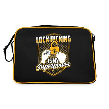 Lock picking is my superpower lock picking - Retro Bag - black/gold - Back