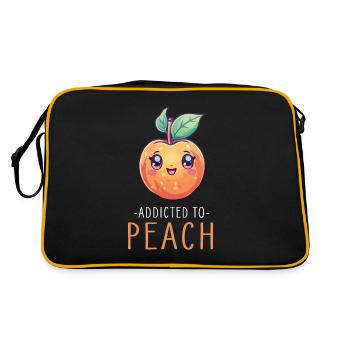 Pfirsich Kawaii - Retro Tasche - Schwarz/Gold - Hinten