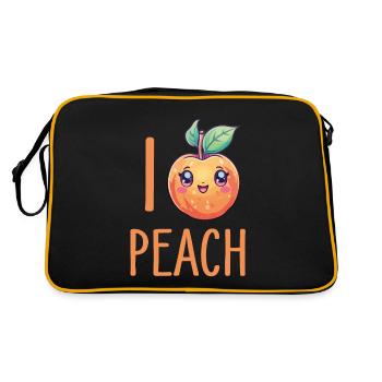 Pfirsich Kawaii - Retro Tasche - Schwarz/Gold - Hinten