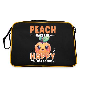 Pfirsich Kawaii - Retro Tasche - Schwarz/Gold - Hinten