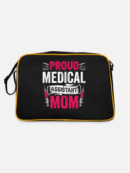 Stolze Medizinische Fachangestellte Mutter Beruf - Retro Tasche - Schwarz/Gold - Hinten