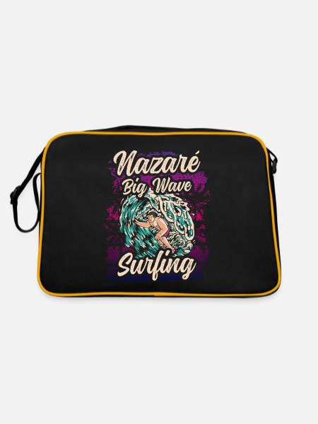 Nazaré Big Wave Surfing Vagues Surfer Surfing - Sac Retro - noir/or