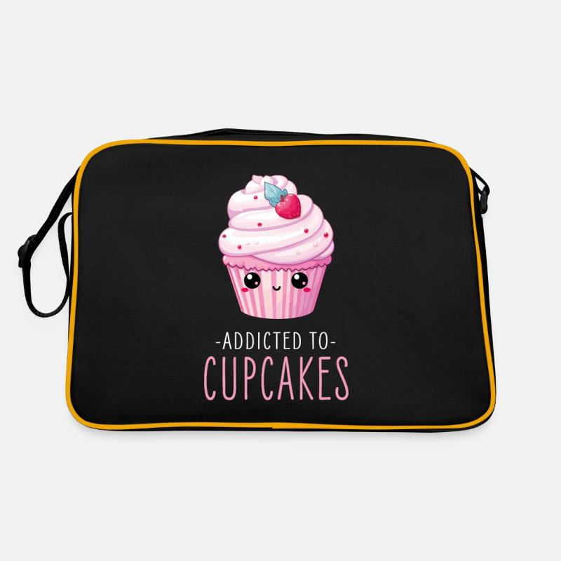 Cupcake Kawaii - Retro Tasche - Schwarz/Gold