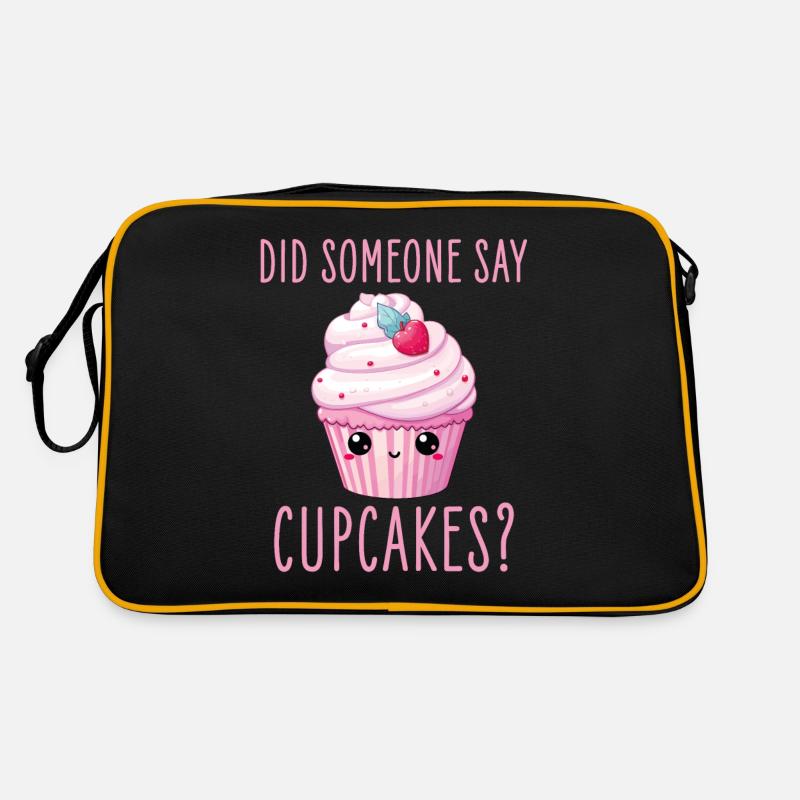 Cupcake Kawaii - Retro Tasche - Schwarz/Gold