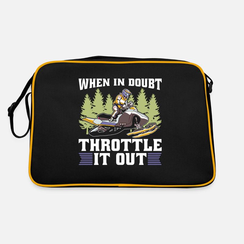 Snowmobile Racing When In Doubt Throttle Mountain Retro Tasche