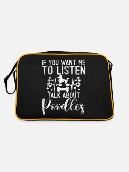 Poodle Gifts - Retro Tasche - Schwarz/Gold - Hinten