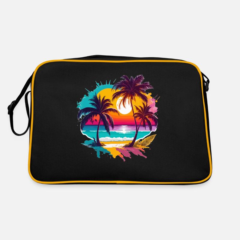 Summer Sun Palm Tree Beach Island Retro Bag