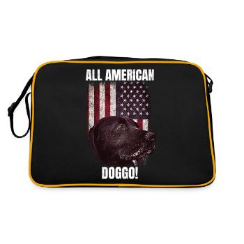 All American Doggo! USA Flag Patriotic 4th Of Jul - Retro Bag - black/gold - Back
