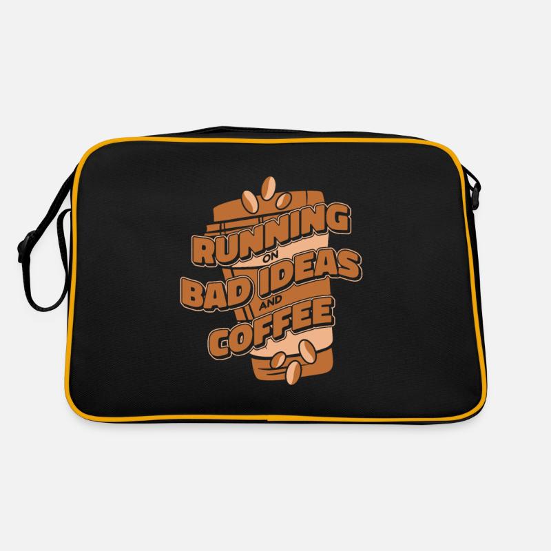 Schwarzer Humor Kaffee Running On Coffee - Retro Tasche - Schwarz/Gold