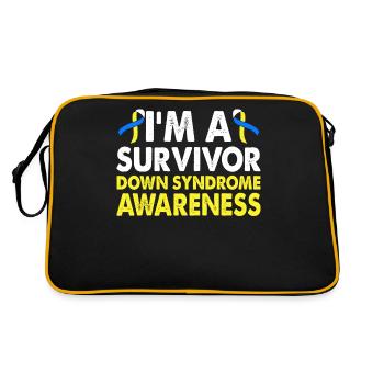 Survivor Down Syndrome Awareness Month Gelb-blaues - Retro Bag - black/gold - Back