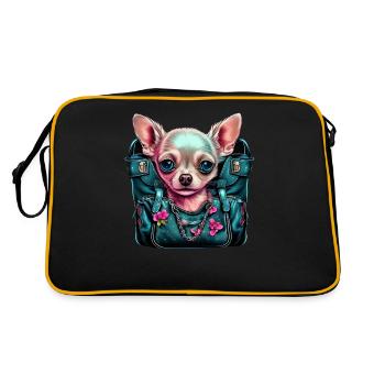 Pink Chihuahua | Rosa Handtasche Welpe Girlie - Retro Tasche - Schwarz/Gold - Hinten