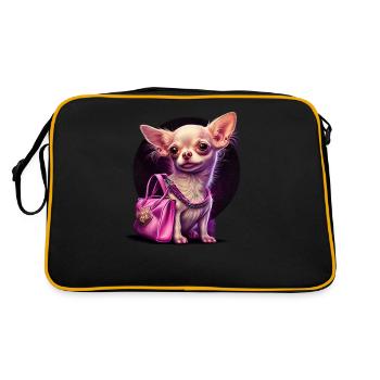 Pink Chihuahua | Rosa Handtasche Welpe Girlie - Retro Tasche - Schwarz/Gold - Hinten