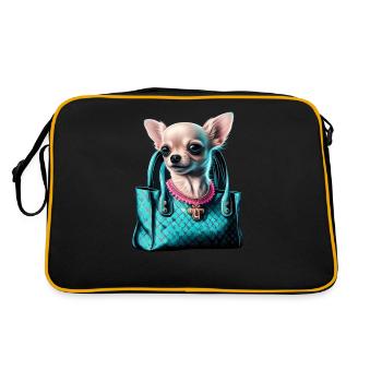 Chihuahua | c Handtasche Welpe Girlie Hunde-Mama - Retro Tasche - Schwarz/Gold - Hinten