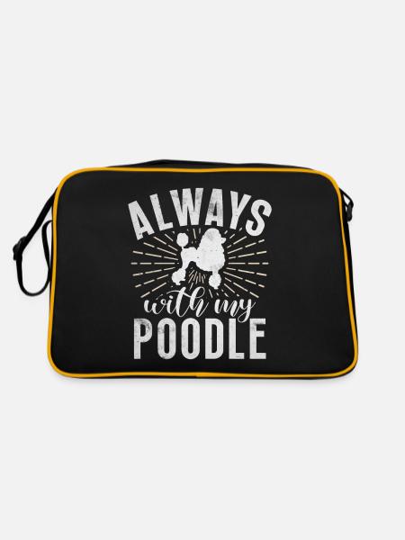 Poodle Gifts - Retro Tasche - Schwarz/Gold - Hinten