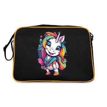 Unicorn Schoolchild School Enrollment Girl Gift - Retro Bag - black/gold - Back