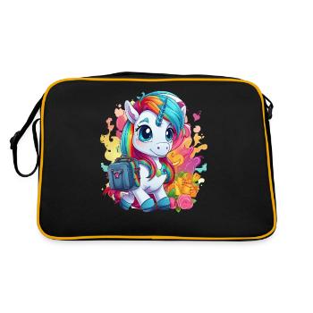 Unicorn Schoolchild School Enrollment Girl Gift - Retro Bag - black/gold - Back