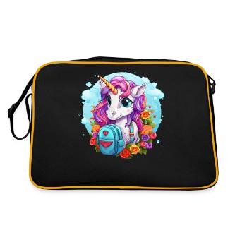 Unicorn Schoolchild School Enrollment Girl Gift - Retro Bag - black/gold - Back