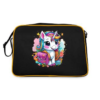 Unicorn Schoolchild School Enrollment Girl Gift - Retro Bag - black/gold - Back