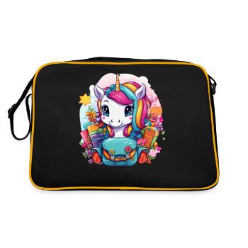 Unicorn Schoolchild School Enrollment Girl Gift - Retro Bag - black/gold - Back