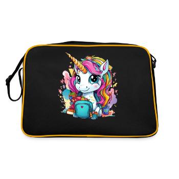 Unicorn Schoolchild School Enrollment Girl Gift - Retro Bag - black/gold - Back