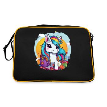 Unicorn Schoolchild School Enrollment Girl Gift - Retro Bag - black/gold - Back