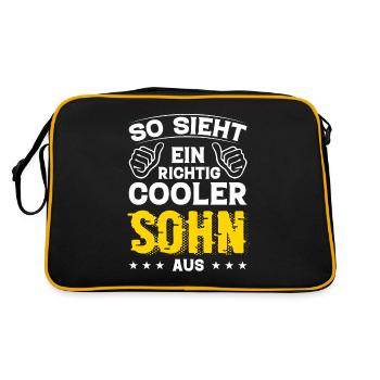 Sohn Sohn Geburtstag Sohn Sprüche Bester Sohn - Retro Tasche - Schwarz/Gold - Hinten