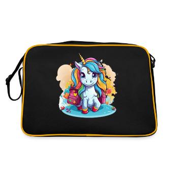 Unicorn Schoolchild School Enrollment Girl Gift - Retro Bag - black/gold - Back