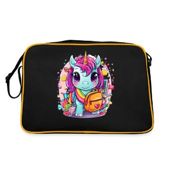 Unicorn Schoolchild School Enrollment Girl Gift - Retro Bag - black/gold - Back
