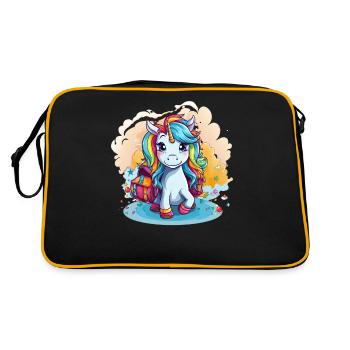 Unicorn Schoolchild School Enrollment Girl Gift - Retro Bag - black/gold - Back