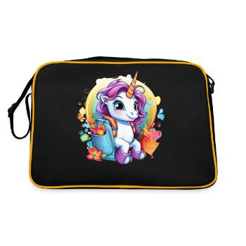 Unicorn Schoolchild School Enrollment Girl Gift - Retro Bag - black/gold - Back