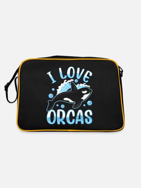 J’aime les orques Protéger les orques de mer - Sac Retro - noir/or