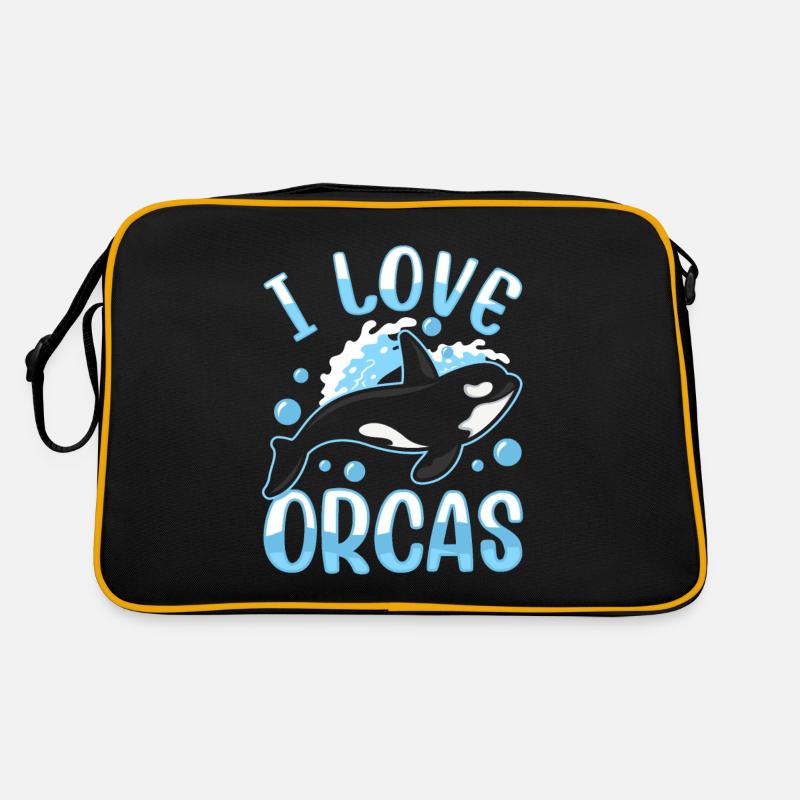 J’aime les orques Protéger les orques de mer - Sac Retro - noir/or