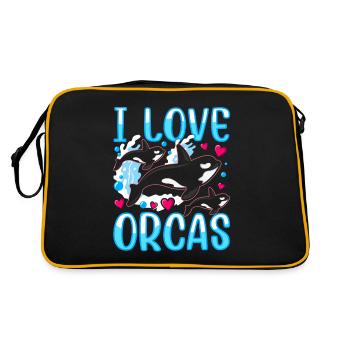 J’aime les orques mer protéger les orques baleines - Sac Retro - noir/or - Dos