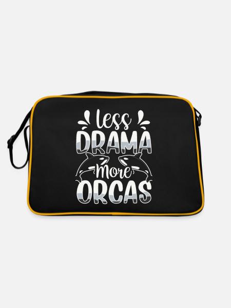 Moins de drame Plus d’orques protègent la mer des orques - Sac Retro - noir/or