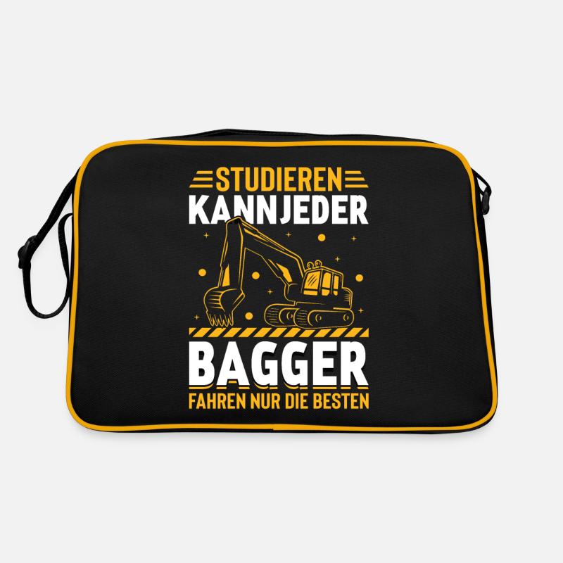 Bagger Baggerfahrer Baugeräte Baustelle Retro Tasche